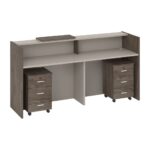 Modern Reception Desk Oak Khaki Finish - Image 4