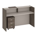 Modern Reception Desk Oak Khaki Finish - Image 2