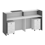 Modern Reception Desk White Grey Finish - Image 4