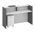 Modern Reception Desk White Grey Finish - Image 2