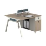 Modern 2-Person Office Workstation Desk with Storage & Power Outlets