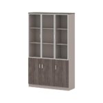 Modern 3Door Office File Cabinet with Glass Doors Storage Unit