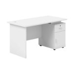 White Office Table Integrated Drawer | Dubai & UAE - Image 2