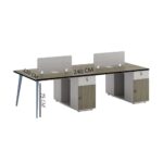 4-person office workstation with Metal legs and Lockable Drawer - Image 2