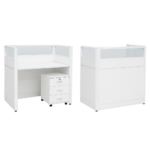 Compact Cubicle Workstation with Mobile Drawer White Finish