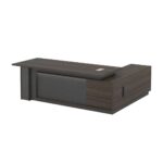 Modern Executive L-Shaped Office Desk – Dark Walnut Finish