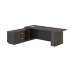 Modern Executive L-Shaped Office Desk – Dark Walnut Finish - Image 2