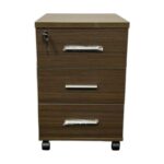3 drawers with lock wood Mobile Under Desk Pedestal Side