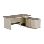 EliteWave Rounded Executive Office Desk Beige & Khaki Finish - Image 2