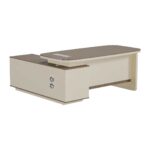EliteWave Rounded Executive Office Desk Beige & Khaki Finish