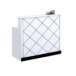 Diamond Front Modern Reception Desk – White Gloss Finish